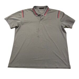 G/FORE Men's XXL Grey Striped Trim Performance Golf Polo Shirt Short‎ Sleeve